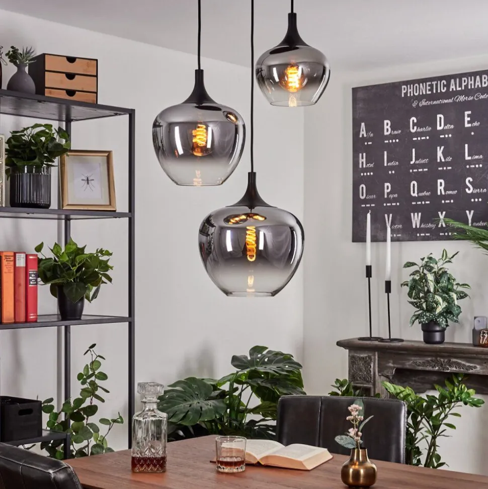 Suspension Azurara Noir, 3 Lumieres