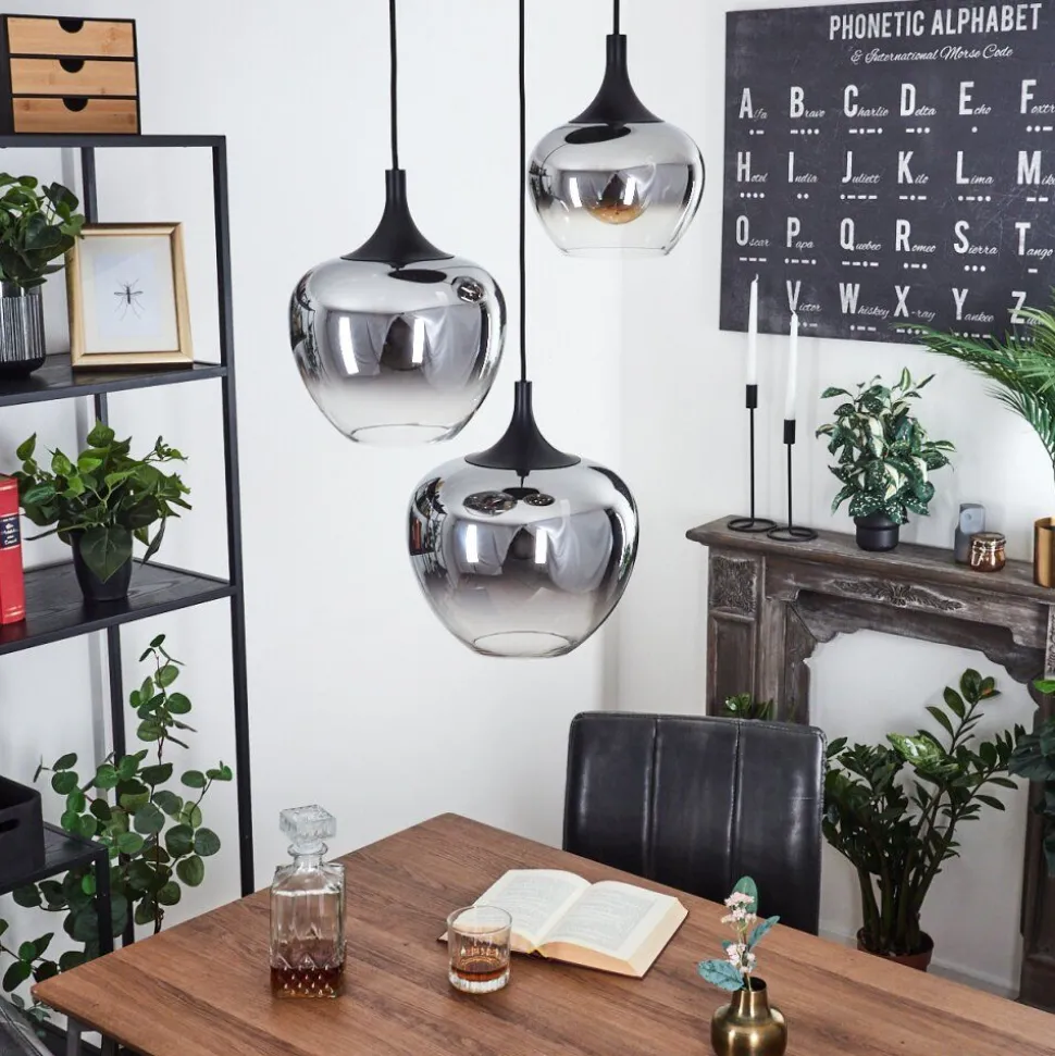 Suspension Azurara Noir, 3 Lumieres