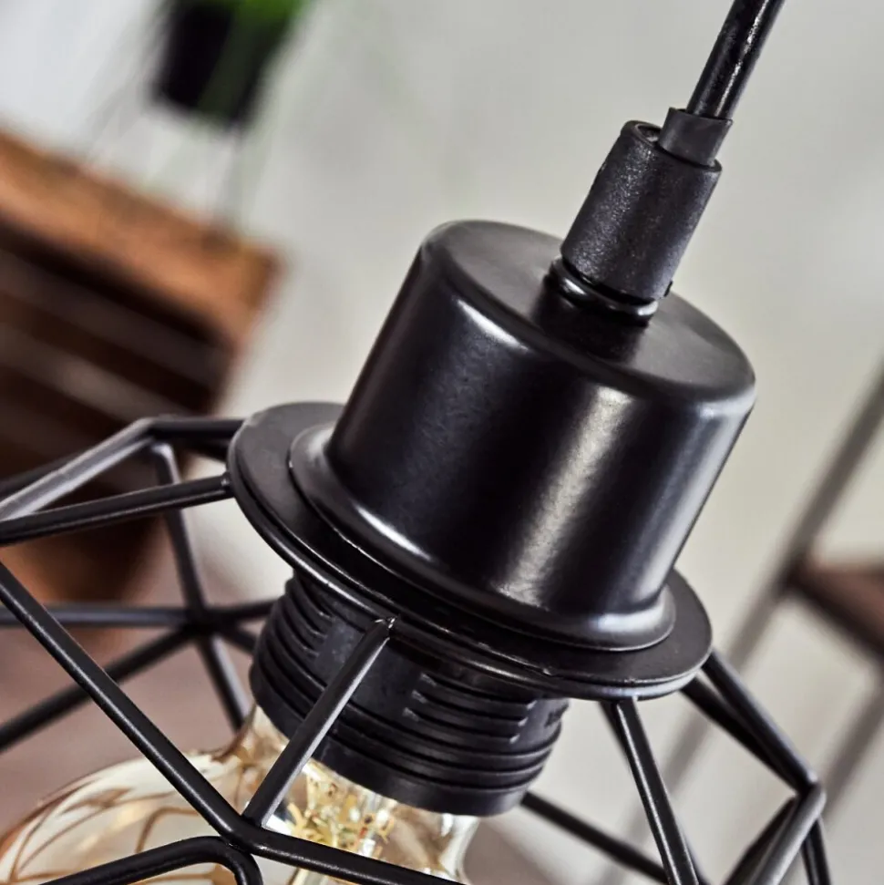 Suspension Bacabal Bois Clair, Noir, 4 Lumieres