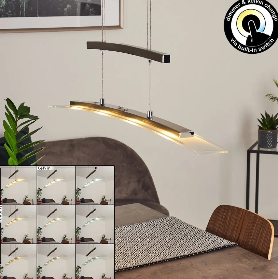 Suspension Balcairn Led Nickel Mat, 4 Lumieres