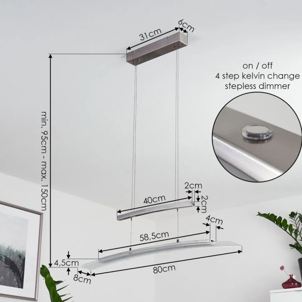 Suspension Balcairn Led Nickel Mat, 4 Lumieres