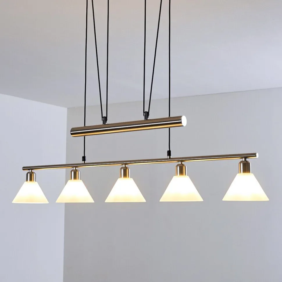 Suspension Bamenda Nickel Mat, 5 Lumieres