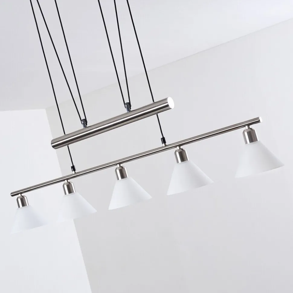 Suspension Bamenda Nickel Mat, 5 Lumieres