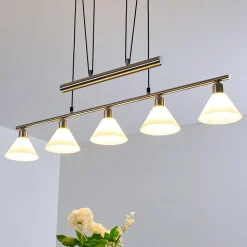 Suspension Bamenda Nickel Mat, 5 Lumieres