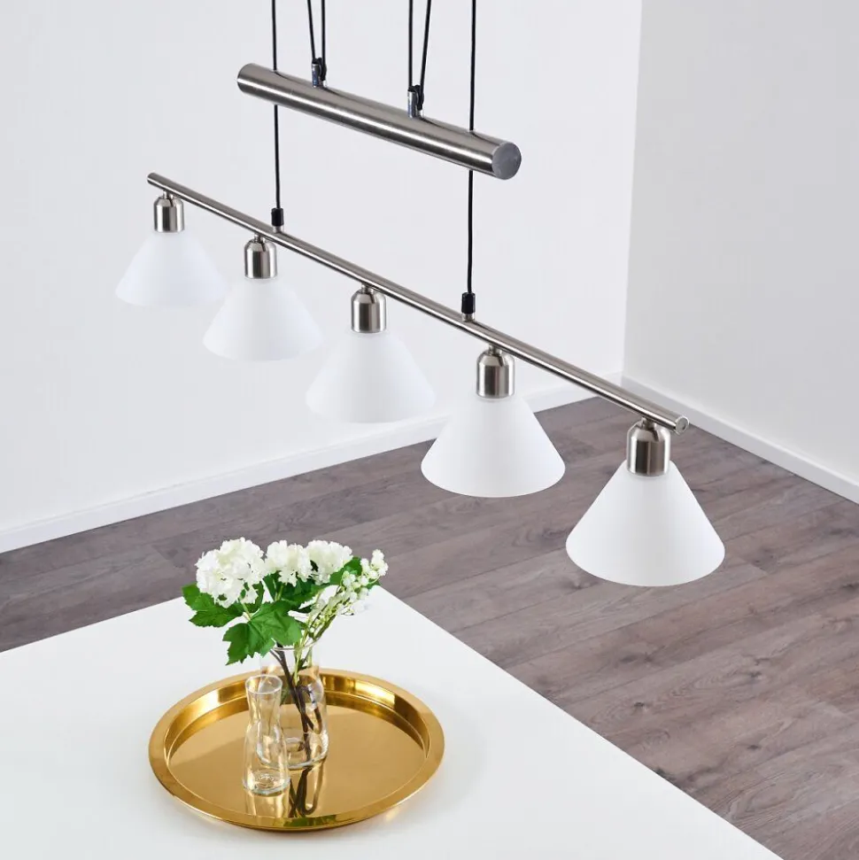 Suspension Bamenda Nickel Mat, 5 Lumieres