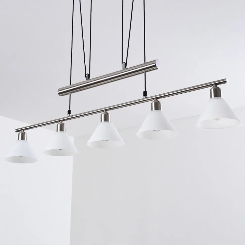 Suspension Bamenda Nickel Mat, 5 Lumieres