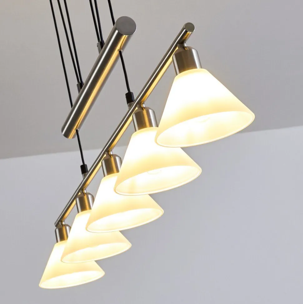 Suspension Bamenda Nickel Mat, 5 Lumieres