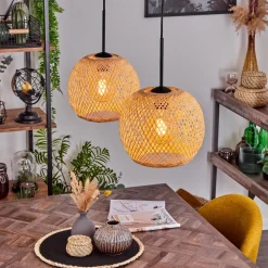 Suspension Bauro Ecru, 2 Lumieres