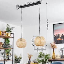 Suspension Bauro Ecru, 2 Lumieres