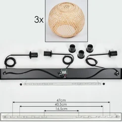 Suspension Bauro Ecru, 3 Lumieres
