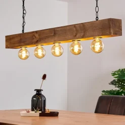 Suspension Berat Brun, Noir, 5 Lumieres