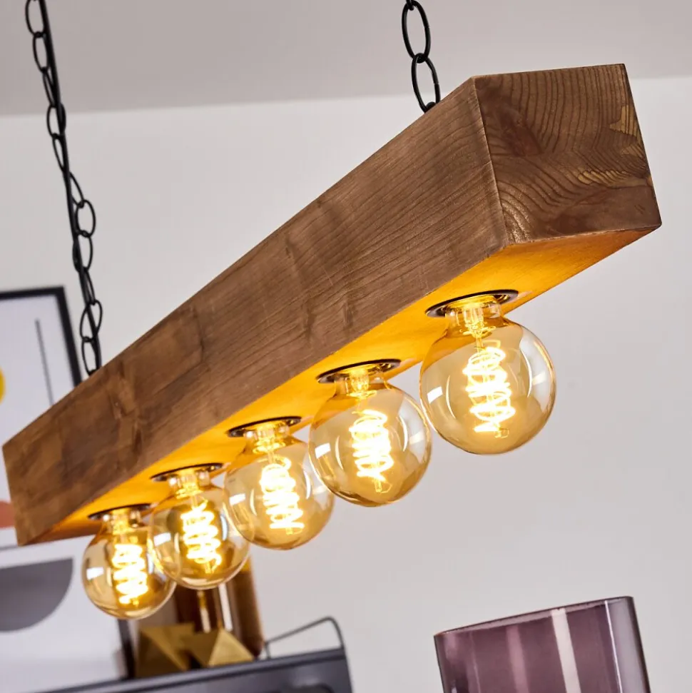 Suspension Berat Brun, Noir, 5 Lumieres