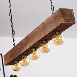 Suspension Berat Brun, Noir, 5 Lumieres