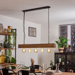 Suspension Berat Brun, Noir, 5 Lumieres