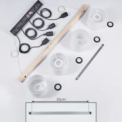 Suspension Betsele Bois Clair, Noir, 4 Lumieres