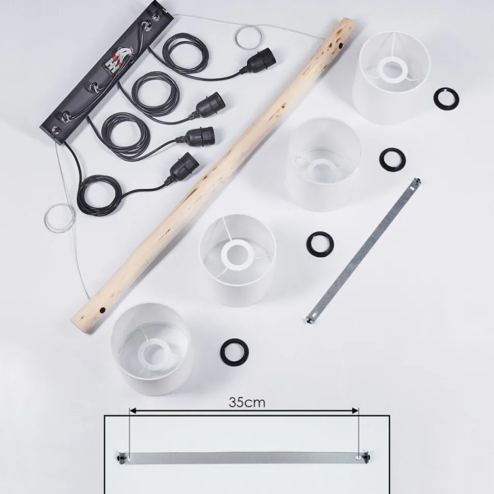 Suspension Betsele Bois Clair, Noir, 4 Lumieres