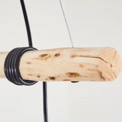 Suspension Betsele Bois Clair, Noir, 4 Lumieres