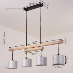 Suspension Bigandie Ecru, Noir, 4 Lumieres