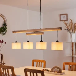 Suspension Bigandie Ecru, Noir, 4 Lumieres