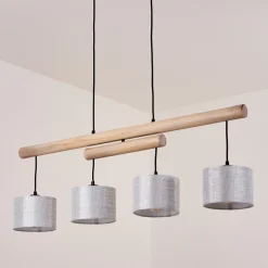 Suspension Bigandie Ecru, Noir, 4 Lumieres