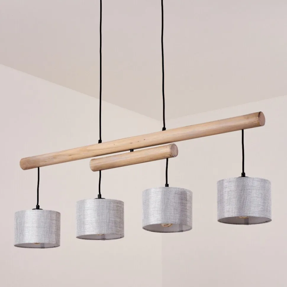Suspension Bigandie Ecru, Noir, 4 Lumieres