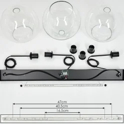 Suspension Boules 25 Cm Koyoto Clair, 3 Lumieres