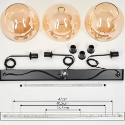 Suspension Boules 25 Cm Koyoto Ambre, 3 Lumieres