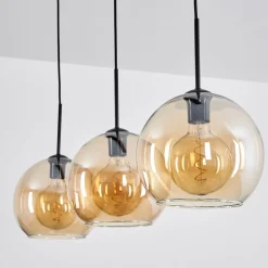 Suspension Boules 25 Cm Koyoto Ambre, 3 Lumieres