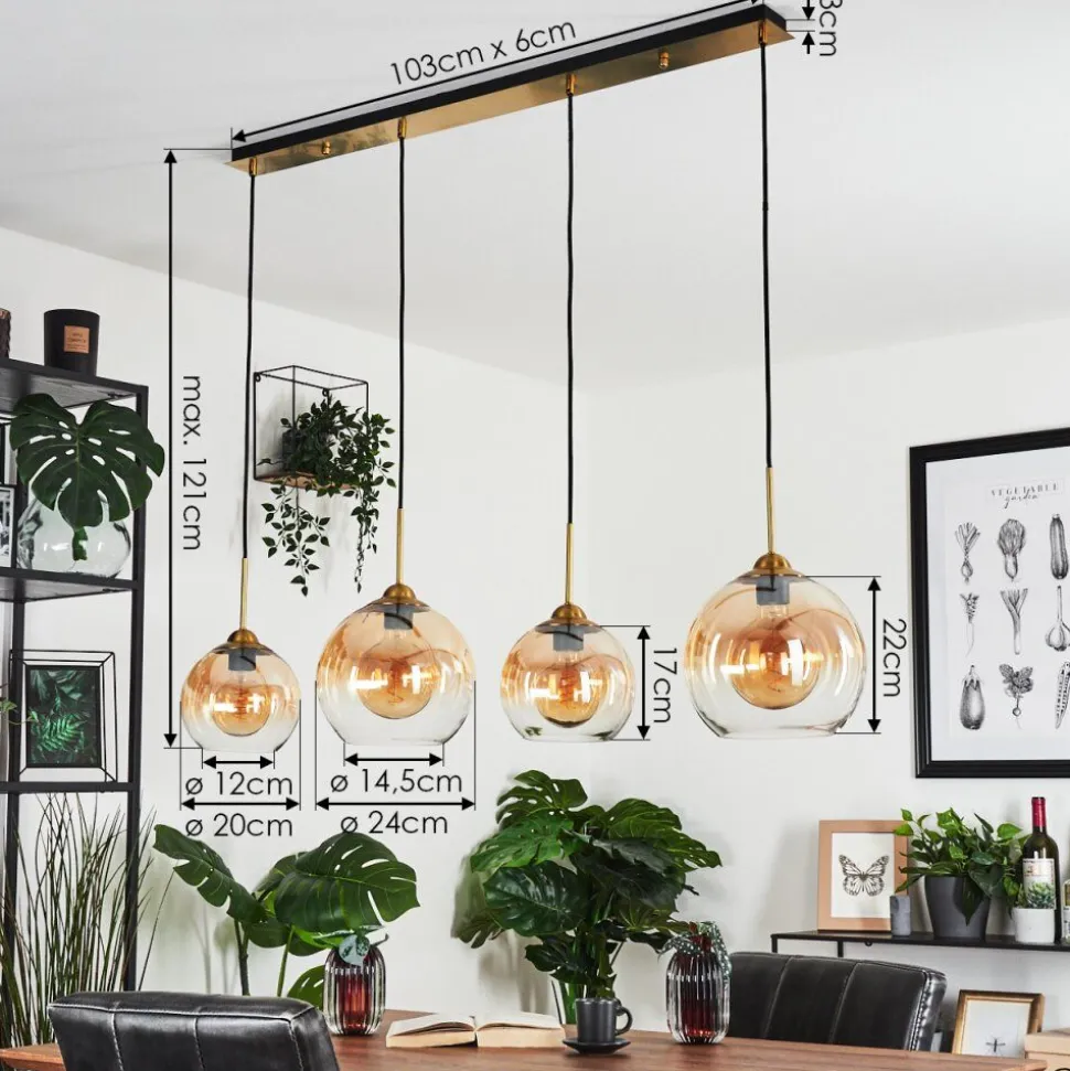 Suspension Calapa Laiton, 4 Lumieres