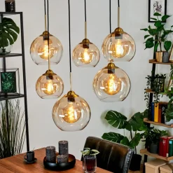 Suspension Calapa Laiton, 6 Lumieres