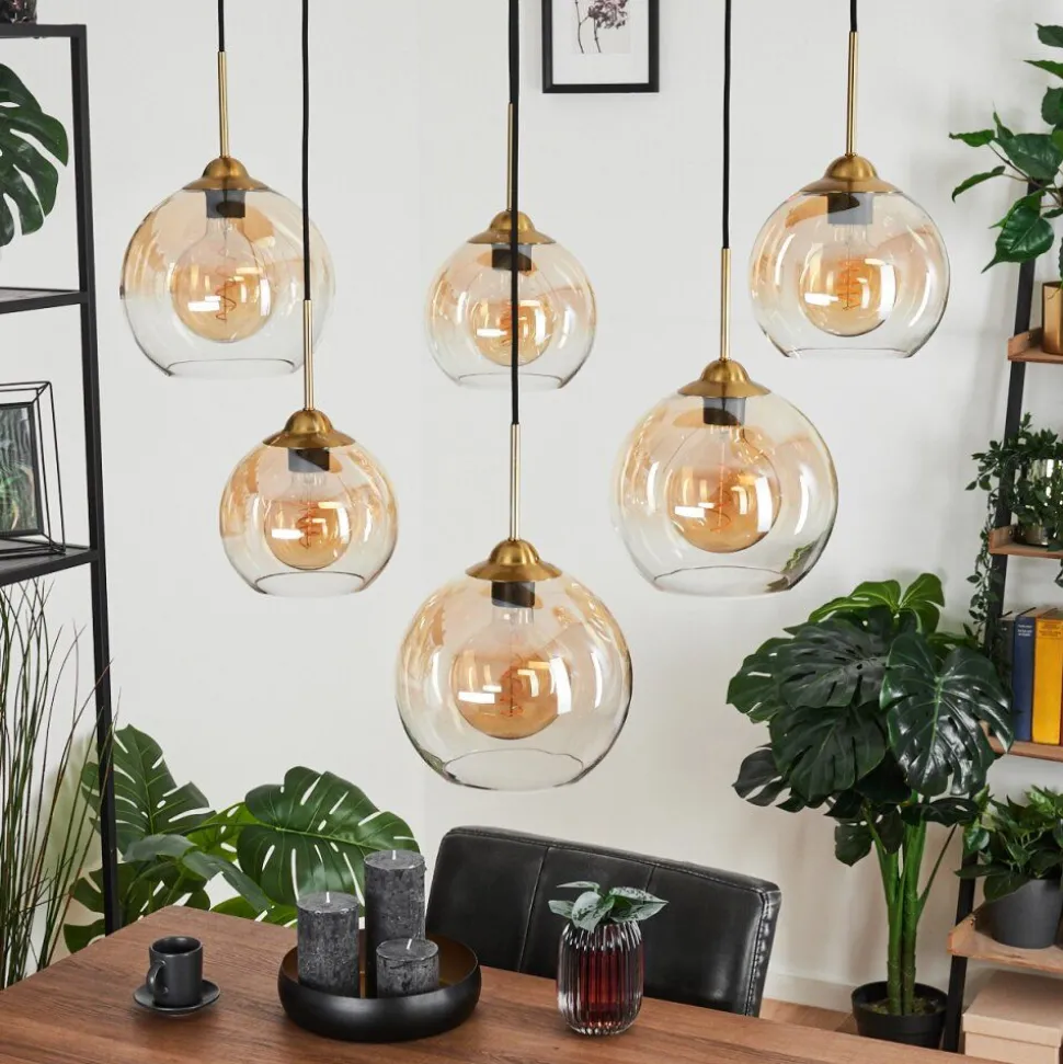Suspension Calapa Laiton, 6 Lumieres