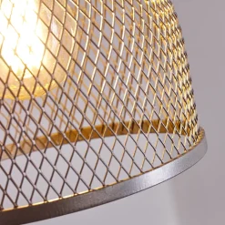 Suspension Camotes Bois Clair, Nickel Mat, 4 Lumieres