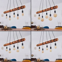 Suspension Canedo Brun, Noir, 5 Lumieres