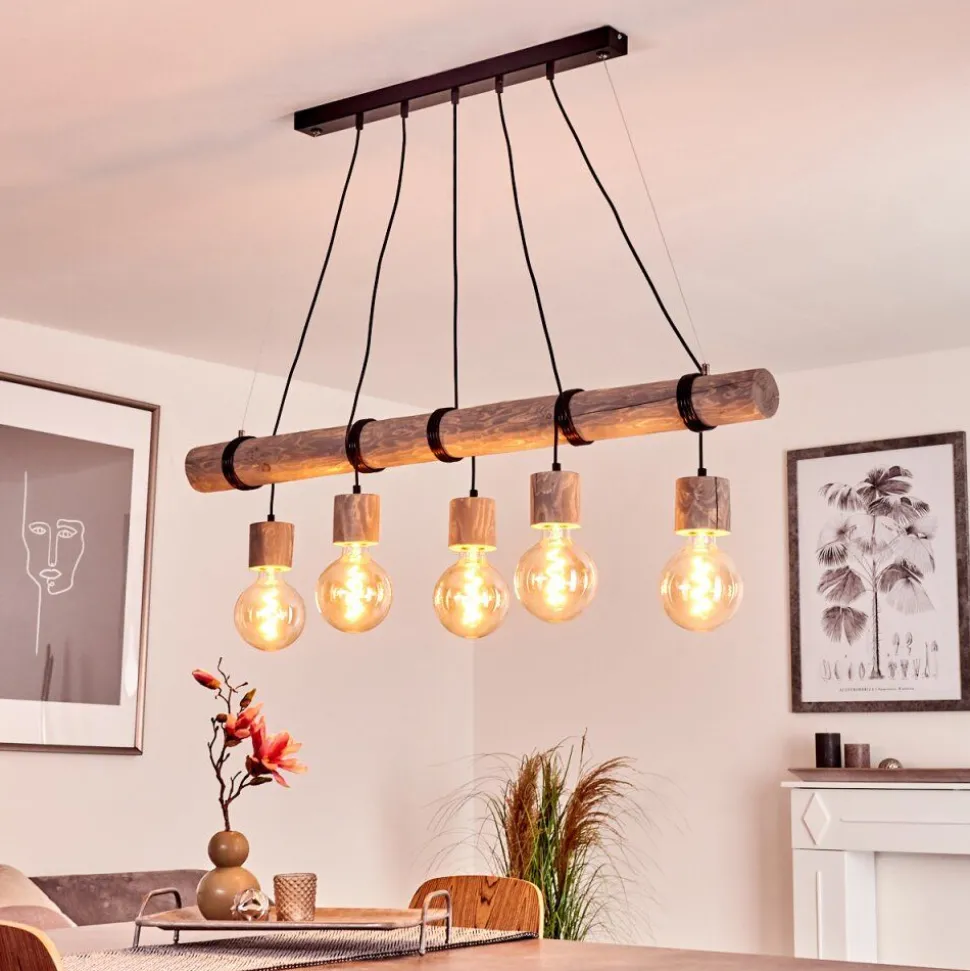 Suspension Canedo Gris, Noir, 5 Lumieres