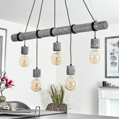 Suspension Canedo Gris, Noir, 5 Lumieres