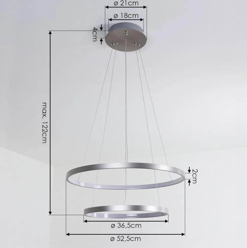 Suspension Canisteo Led Argente, 2 Lumieres, Telecommandes, Changeur De Couleurs