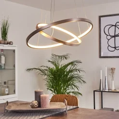 Suspension Canisteo Led Argente, 2 Lumieres, Telecommandes, Changeur De Couleurs