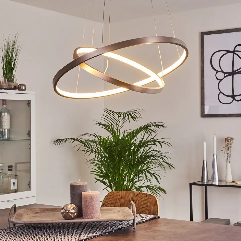 Suspension Canisteo Led Argente, 2 Lumieres, Telecommandes, Changeur De Couleurs