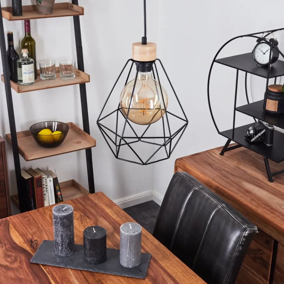 Suspension Carobal Ecru, Noir, 1 Lumiere