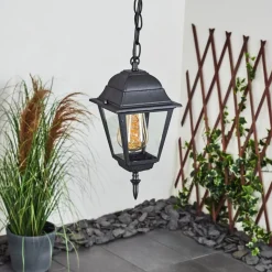 Suspension Exterieur Naofe Noir, 1 Lumiere