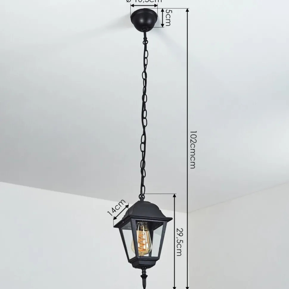 Suspension Exterieur Naofe Noir, 1 Lumiere