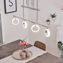 Suspension Globine Led Chrome, 4 Lumieres