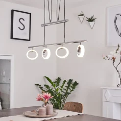 Suspension Globine Led Chrome, 4 Lumieres