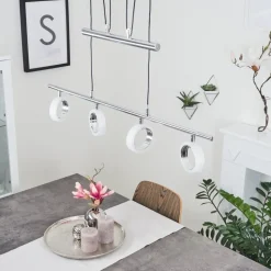 Suspension Globine Led Chrome, 4 Lumieres
