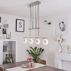 Suspension Globine Led Chrome, 4 Lumieres