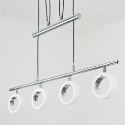 Suspension Globine Led Chrome, 4 Lumieres