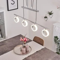 Suspension Globine Led Chrome, 4 Lumieres