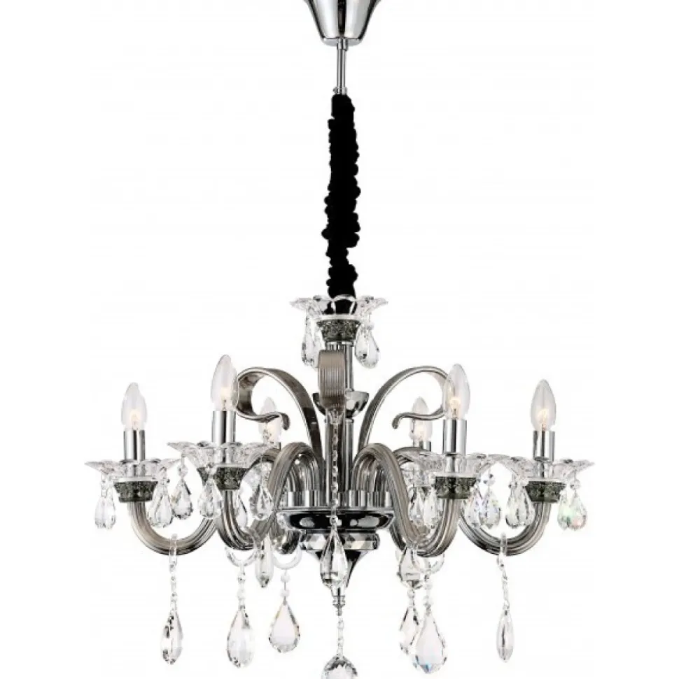 Suspension Globo Dunja Chrome, Transparent, 6 Lumieres