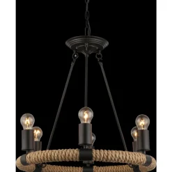 Suspension Globo Ulleu Noir, 6 Lumieres