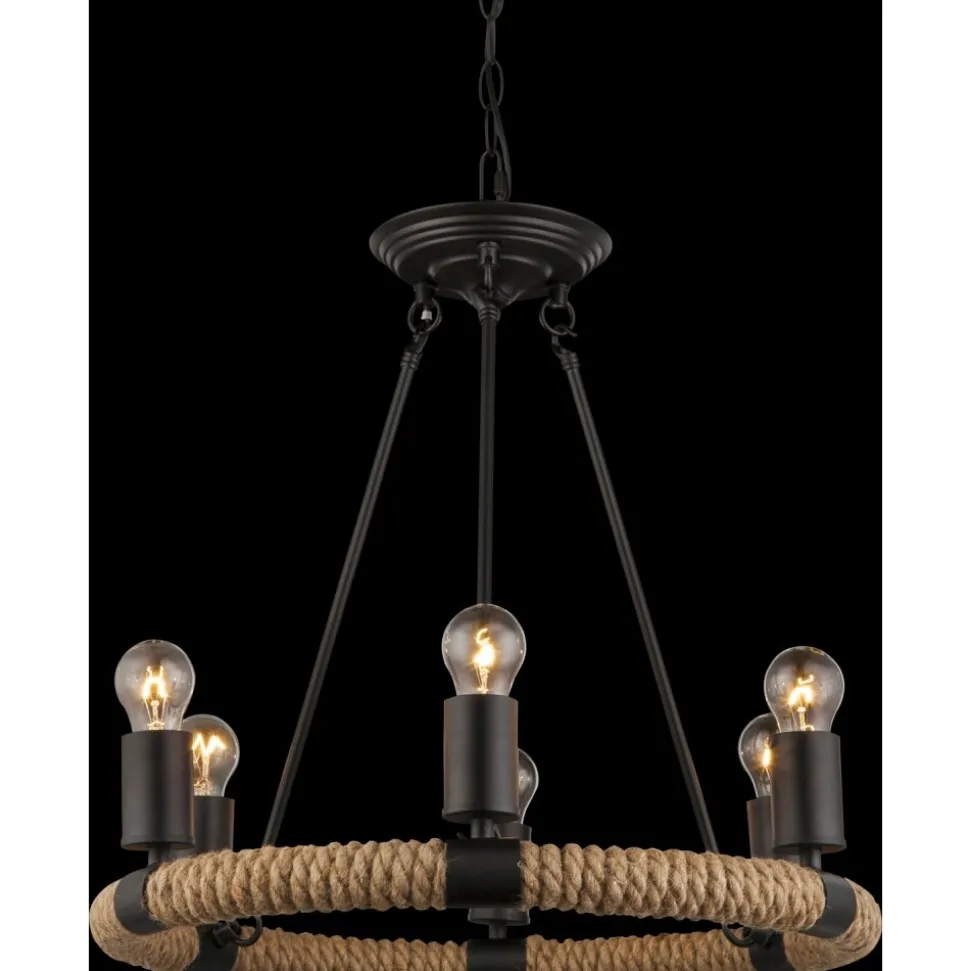 Suspension Globo Ulleu Noir, 6 Lumieres